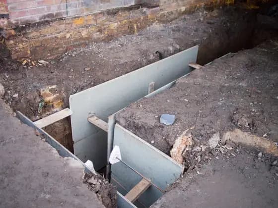 Foundation trenches dug and services laid